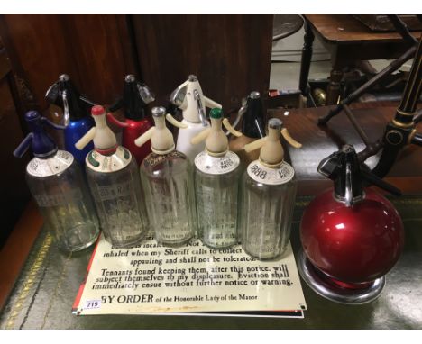 North and Randall of Aylesbury Soda Syphon and Nine Other Vintage Soda Syphons