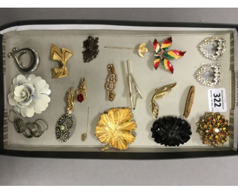 Group of Vintage Costume Jewellery including Fifteen Brooches, Two Stick Pins, etc