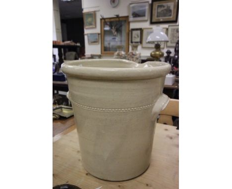 Vintage cream stone ware dairy pail