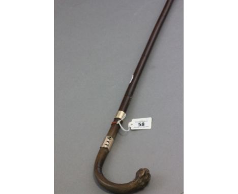 Walking stick with two 18ct GP bands