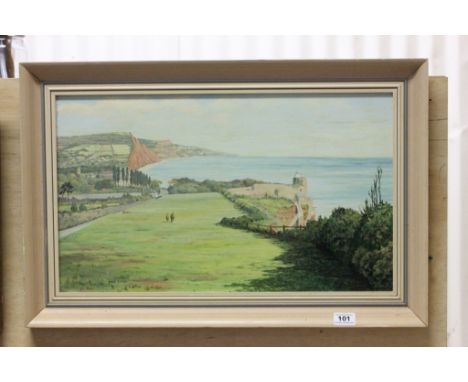 Oil on Board of Sidmouth showing Jacob's Ladder signed Joyce Cooper