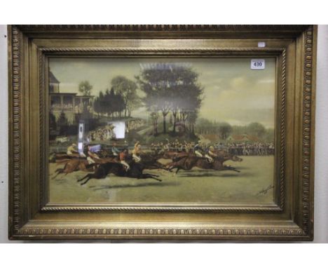 Large framed & glazed racing print signed Sanguinetti - 'The Great Metropolitan Stakes'