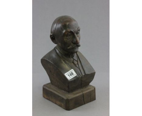 Wooden bust of possibly Baden Powell