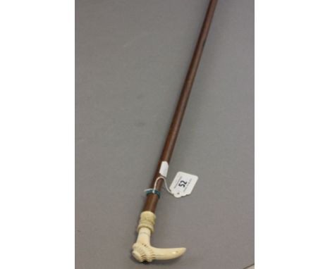 Slim ladies walking stick with ivory handle