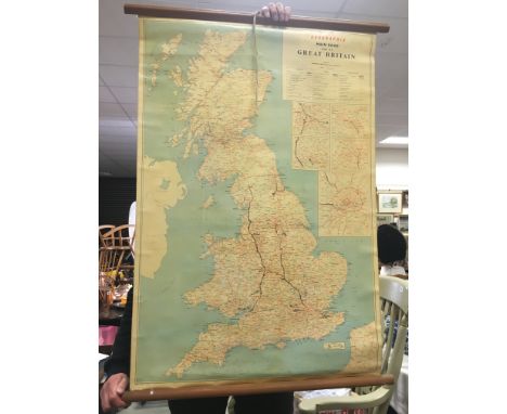 Hanging Geographia Main Road Map of Great Britain, 15" to 1 mile scale