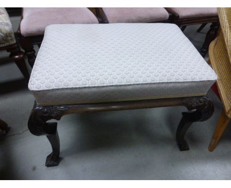 Early 20th century Mahogany Stool raised on four carved cabriole legs