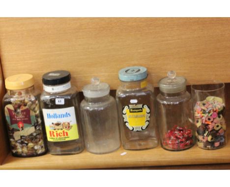 Pair of Vintage Glass Sweet Jars with Glass Lids, Three Vintage Sweet Jars with Screw Lids and another Sweet Jars (contains s