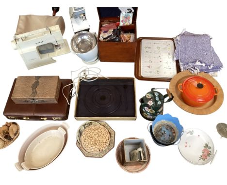 A quantity of kitchenalia to include an old Kenwood mixer, a Le Creuset etc