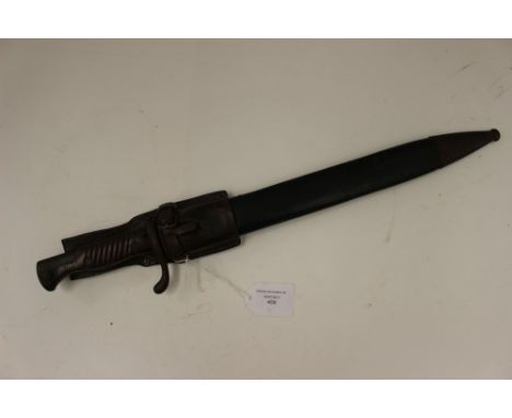 WW1 Imperial German G98 Butcher Bayonet by Simson & Co, Suhl. Spine of blade marked W15. Complete with leather scabbard and f
