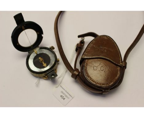 WW1 British Compass complete in leather pouch. Compass has all original blackened finish and is marked with Broad Arrow and s