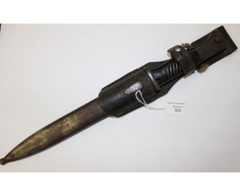 WW2 Third Reich K98 Bayonet and scabbard. Matching numbers. Maker marked blade "EuF Horster. Complete with black leather frog