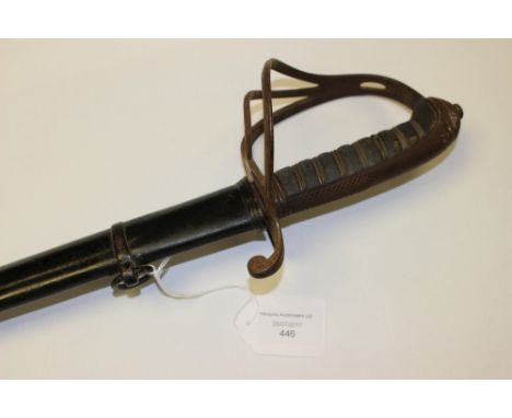 British Victorian Army Officers Sword. Shagreen wire bound grip with guard. Etched 87cm blade with "VR". Proof marked, no mak
