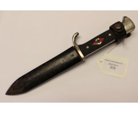 WW2 Third Reich HJ Dagger. Early maker marked example. Complete with scabbard.