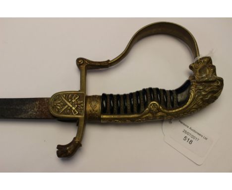 WW2 Third Reich Heer Officers Lion head Sword. Brass guard with some original gilded finish. Wire bound grip. Red glass eyes.