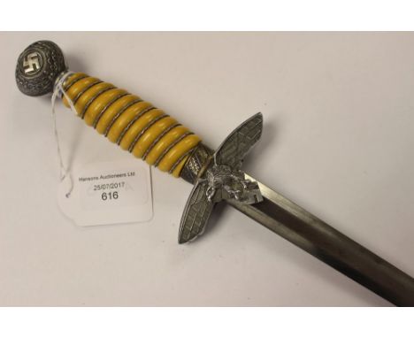 WW2 Third Reich Luftwaffe Officers 2nd pattern dagger. Yellow grip. Blade maker marked "Carl Eickhorn, Solingen". No scabbard