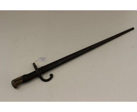 WW1 French M1874 Gras Bayonet. Dated 1875 to spine of blade. Complete with scabbard.