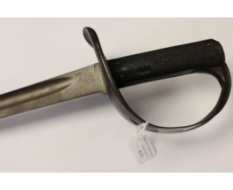 British 1885 pattern Cavalry Troopers Sword. 855mm long blade. WD and marked with inspection stamps, 6/86, 5/89 and /95. "YC"