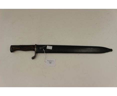 WW1 Imperial German Army Butcher Bayonet. Bright steel blade. No makers mark. Complete with repainted scabbard.