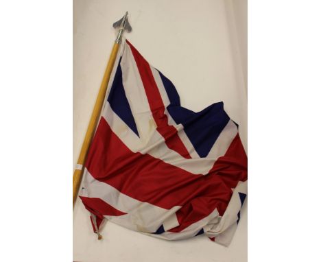 Two part screw together flag pole with chrome Arrow head pointed tip and chromed end spike. 245cm in overall length. Complete