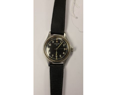 A Hamilton British Army issue Wristwatch. Made to Defence Specification DEF-3A [20 Oct. 1959] this example was made in the 19