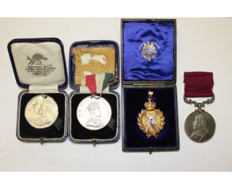 Army Long Service and Good Conduct Medal (Edward VII A ) to 180 Col. Sjt TJ Tyrer, Notts & Derby Regt. Complete with ribbon. 