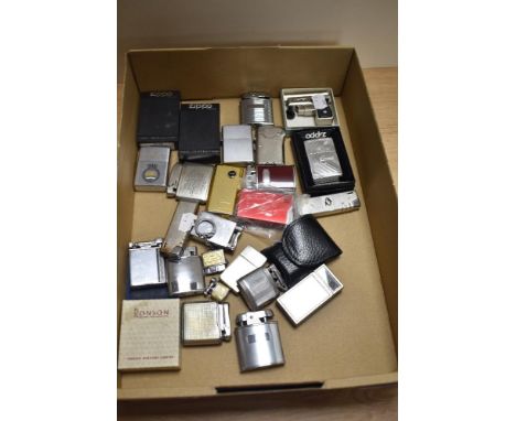 A collection of various cigarette lighters, Ronson, Kron, Zippo, and including two miniature examples