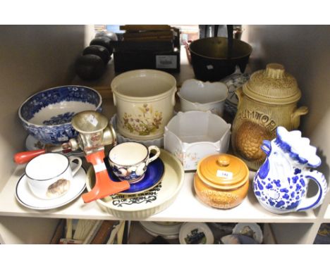 A selection of mixed ceramics, including two Royal Worcester Evesham section dishes, Wedgwood Ferrara bowl, A vintage mincer,