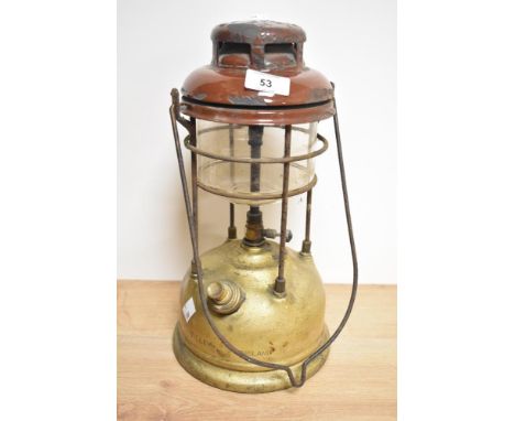 A vintage cast-brass and enamelled Tilley lamp, of traditional design