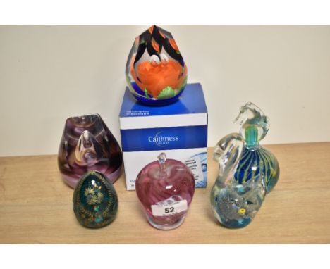 A Caithness glass Mini Rose limited edition faceted paperweight, of facet-cut egg shape with internal rose and controlled bub