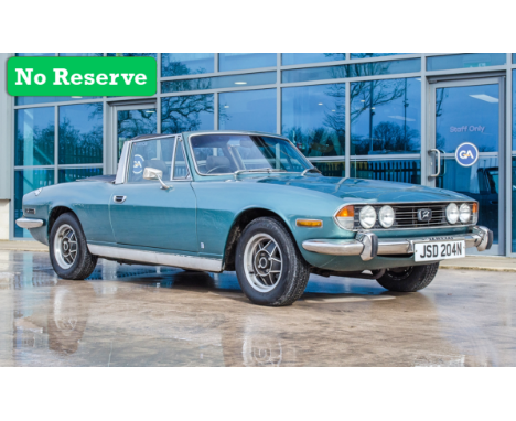 1975 Triumph Stag 2997cc V8 2 door convertible&nbsp;

Guide; £7,000 to £8,000

Registration:&nbsp;JSD 204N
Chassis:&nbsp;LD34