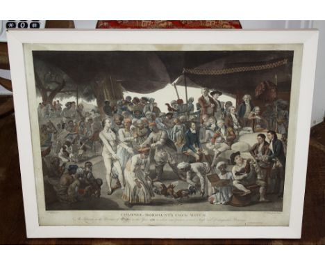 Richard Earlom (British, 1743-1822), after Johann Zoffany, R.A., Colonel Mordaunt`s Cock Match at Lucknow, hand coloured mezz