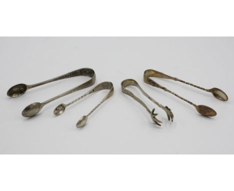  Three pairs of Victorian and Edwardian silver sugar tongs, by William Hutton & Sons, London 1888; James Deakin & Sons, Sheff