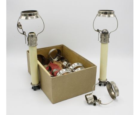  A box of eight silver-plated Arctic candle lamps, 1920s-30s, lamp shade holders with snuffers, impressed 'Green's Patent 'Ar