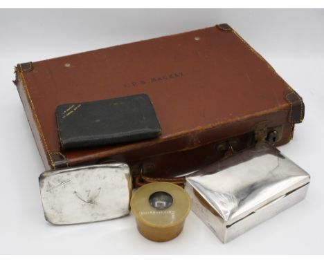  A silver cigarette box and cigarette case with WW1 7th Gurkha Rifles provenance, the box by Colin Hewer Cheshire, Chester 19