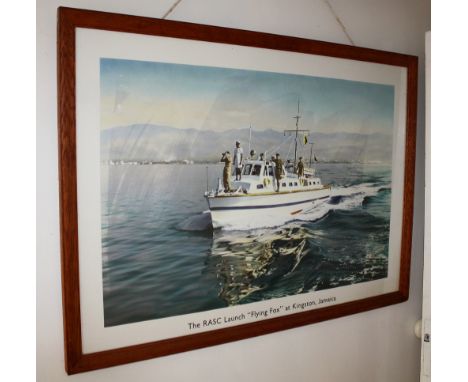  A framed colour photographic print, 'The RASC Launch 'Flying Fox' at Kingston Jamaica', 