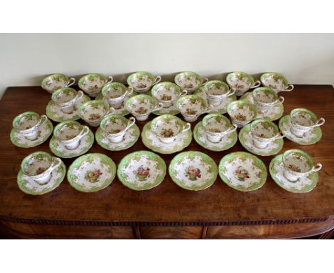  A Staffordshire Hicks and Meigh part tea / coffee service, early 19th century, hand painted pattern number 7777, painted wit