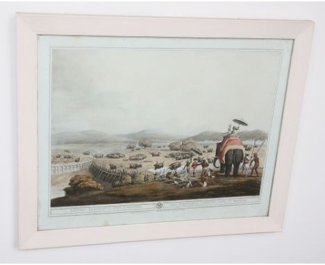 after Samuel Howitt (British, 1765-1822), eight handcoloured aquatints from the Oriental Field Sport Series, originally desig