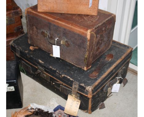 A tarred hessian covered travelling trunk, early 20th century, with brass lock, 'A.S. Mackay' stencilled to top, British Rail