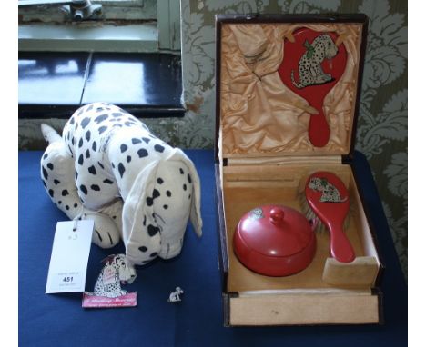  A Deans Rag Book Dismal Desmond Dalmatian character Dog, 1920s, Fluffidown brushed cotton, printed features, unjointed, in s