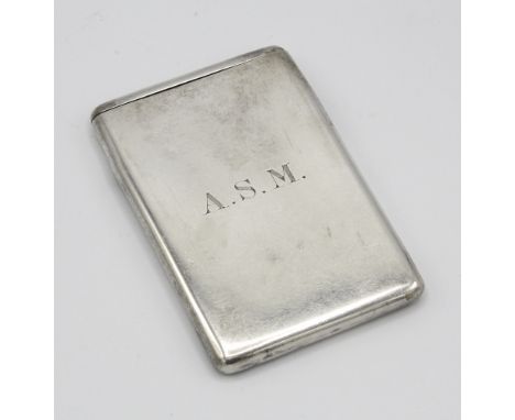  A late Victorian silver card case by Sampson & Mordan, London 1900, shallow rectangular form, initials 'A.S.M.' to front (fo