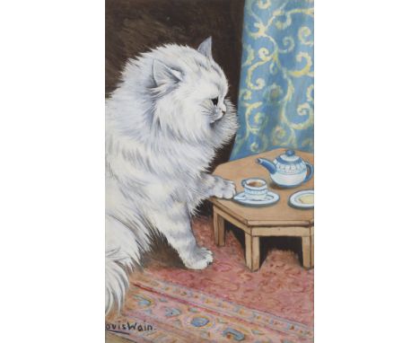 Louis William Wain (British, 1860-1939)Afternoon Tea signed 'Louis Wain.' (lower left)gouache, watercolour, pen and ink and i