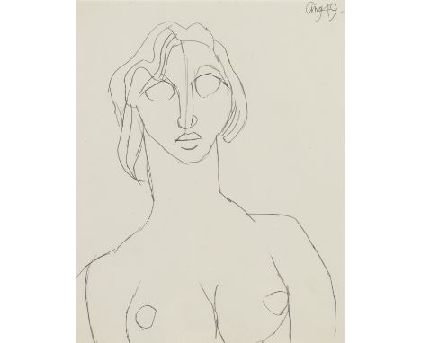 Keith Vaughan (British, 1912-1977)Portrait of a Woman dated 'Aug 49.' (upper right); stamped with estate stamp 'K.V.' (on she