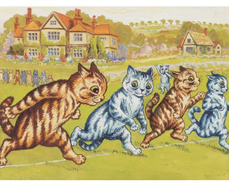 Louis William Wain (British, 1860-1939)The Start signed 'Louis Wain.' (lower right)gouache, watercolour and pencil on paper 1