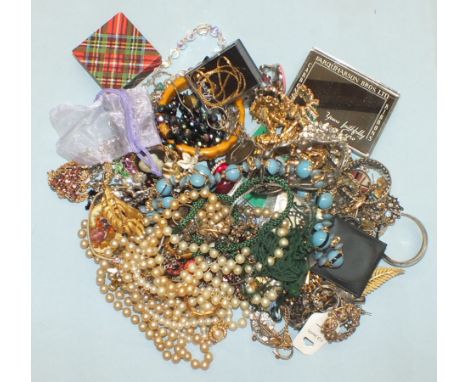 Two mother-of-pearl-backed sweetheart brooches for the Royal Navy and RNVR and a quantity of costume jewellery etc.