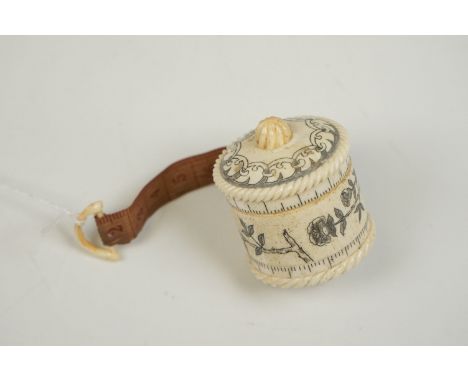 Bone barrel shaped tape measure 