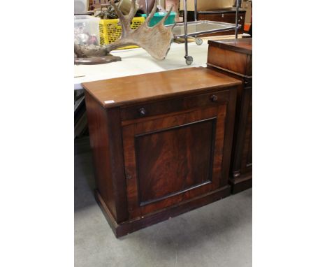 19th century Mahogany Cabinet with single drawer above a panel door, with key, 76cms wide x 75cms high