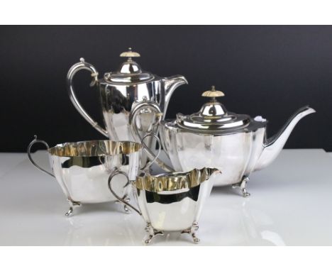 A vintage Silver plated tea set to include teapot, water Jug, cream jug and sugar bowl. 