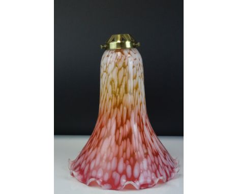 Early 20th century Mottled Glass Light Shade with Frilled Edge, 27cms high 