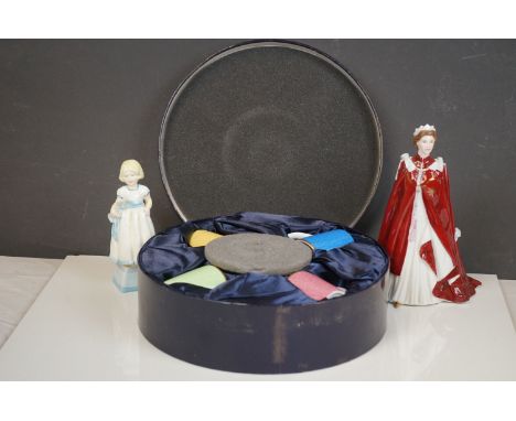 A collection of Royal Worcester to include a four piece coffee set, a 2006 Queen's 80th birthday figurine and a figure titled