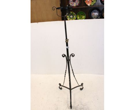 Victorian Wrought Iron Standard Telescopic Oil Lamp Holder 